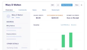 Zoho Books Customers contact feature