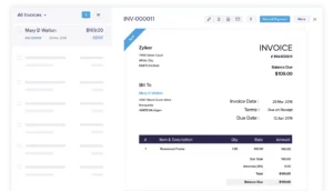 Receivables page of zoho books